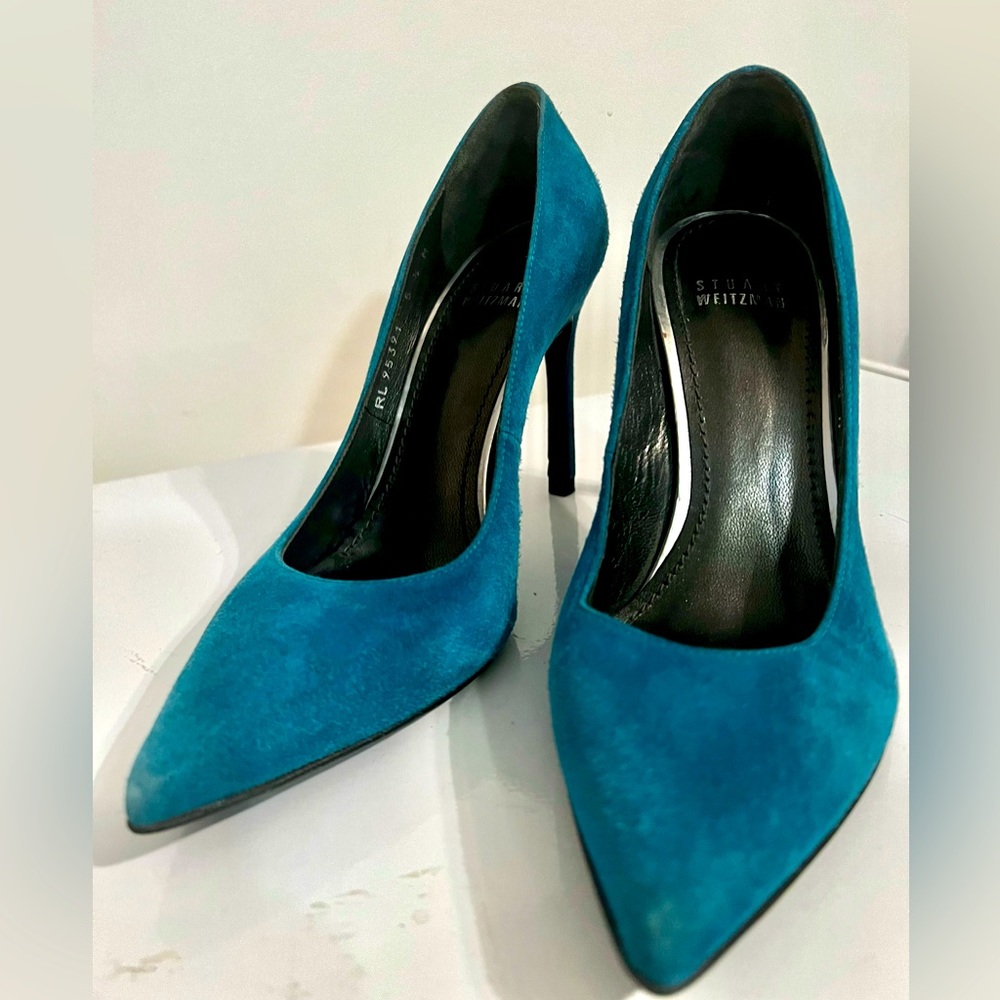 Turquoise Suede Stuart Weizman Heels
